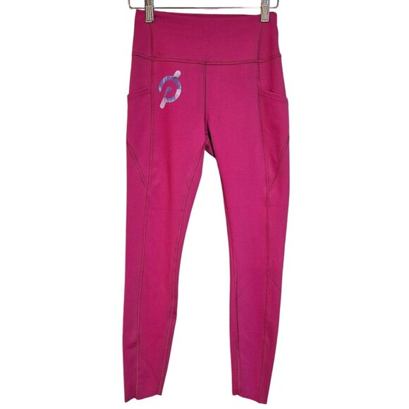 Peloton Mission Tulip Hem Leggings Women's Barbie Pink High-Waist Leggings Side - Picture 2 of 16